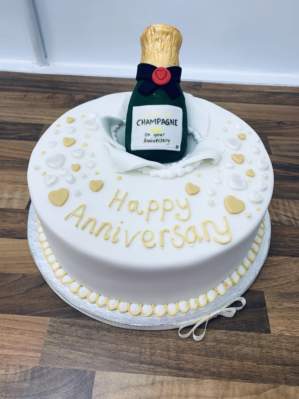 Happy Anniversary Champagne Love Hearts Cake maker in Coleshill