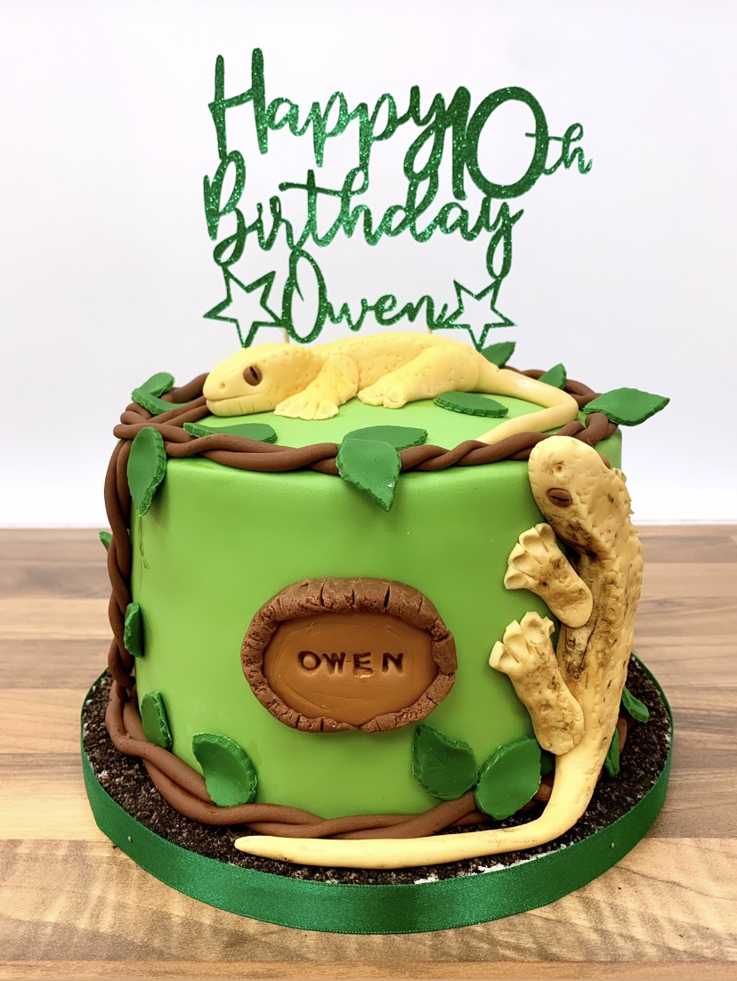 Gecko birthday cake made at sweet Things coleshill 