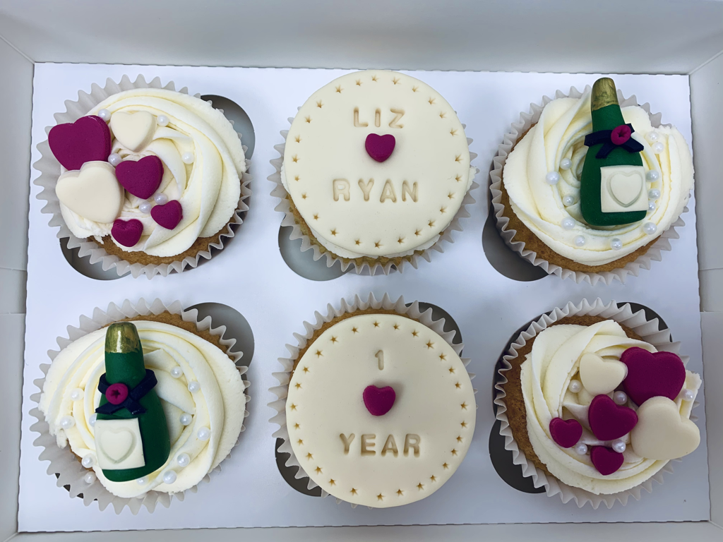 1st anniversary cupcakes made at sweet Things coleshill 
