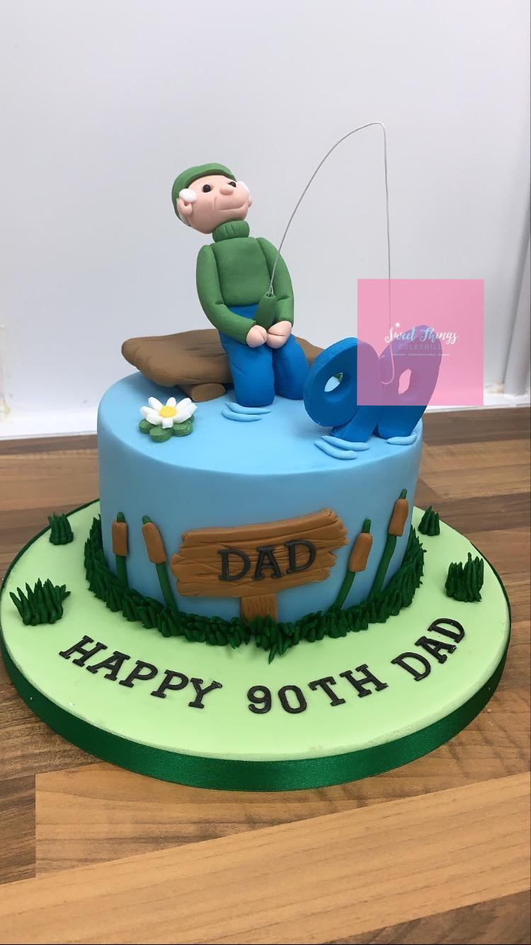 Fishing 90th birthday cake maker Coleshill sweet Things 
